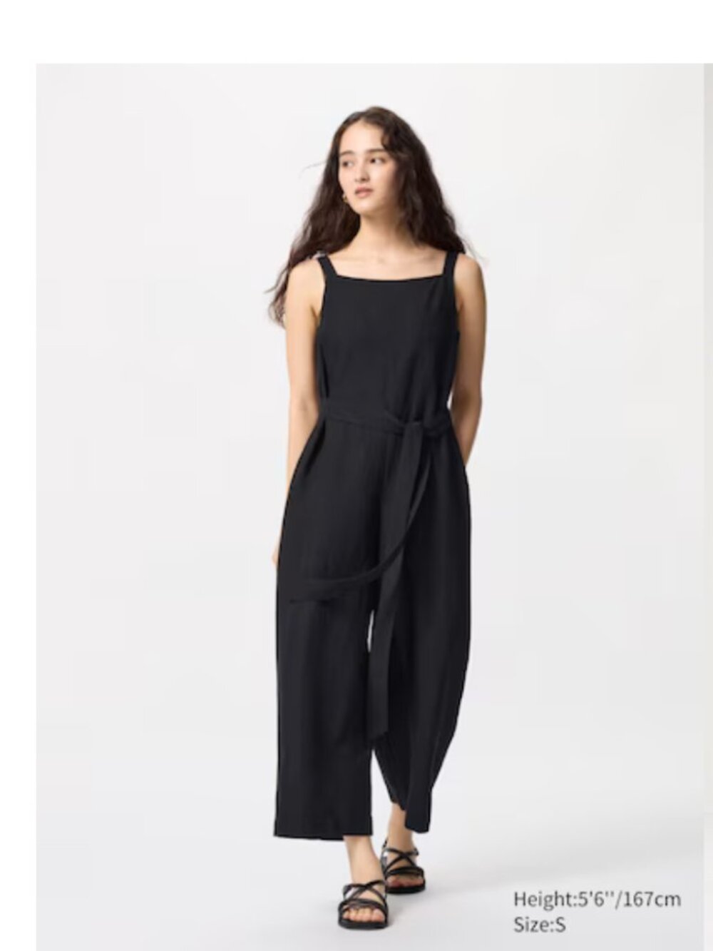 Uniqlo Black linen Wide-Leg Jumpsuit pantsuit